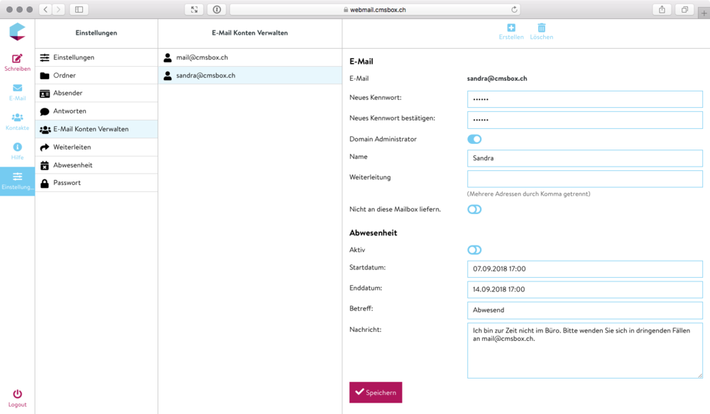 E-Mail-Konto bearbeiten